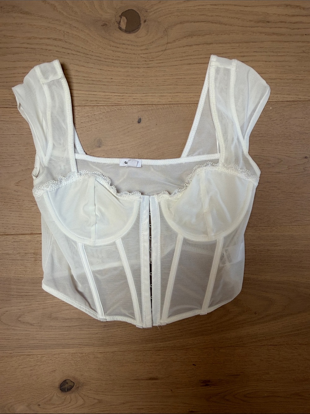 Garage Sheer Ivory Corset Bustier